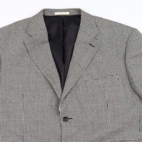 Greenwoods Mens Black Houndstooth  Jacket Blazer Size 46