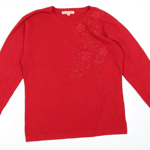 Frank Saul Womens Red   Pullover Jumper Size L