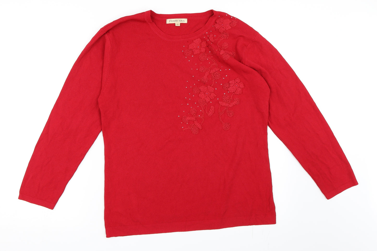 Frank Saul Womens Red   Pullover Jumper Size L