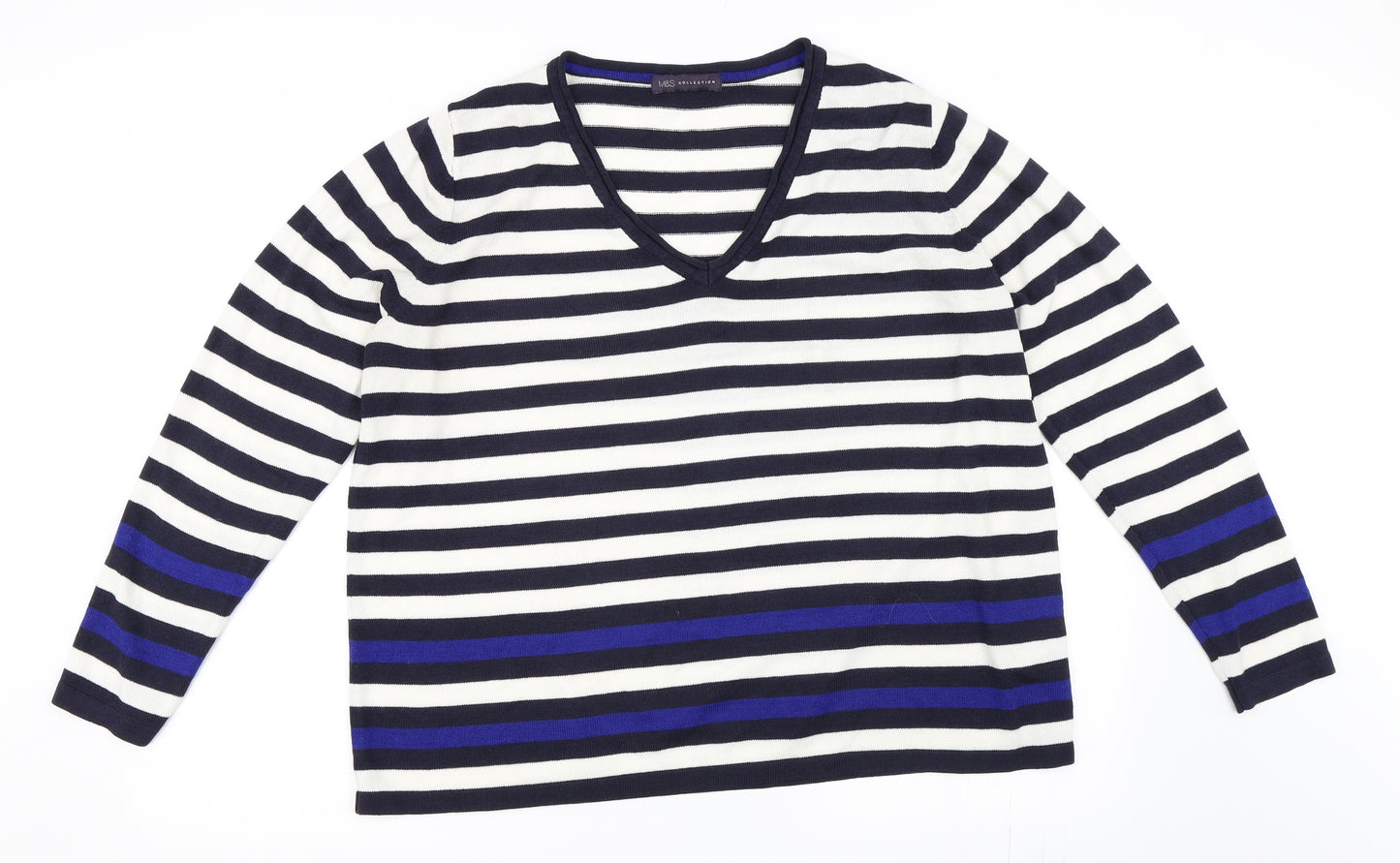 Marks and Spencer Womens Blue Striped  Pullover Jumper Size 20