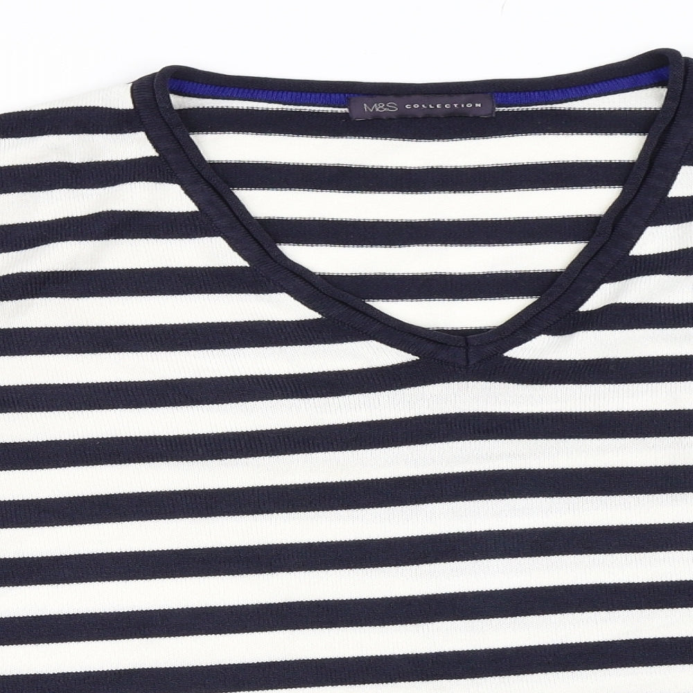 Marks and Spencer Womens Blue Striped  Pullover Jumper Size 20