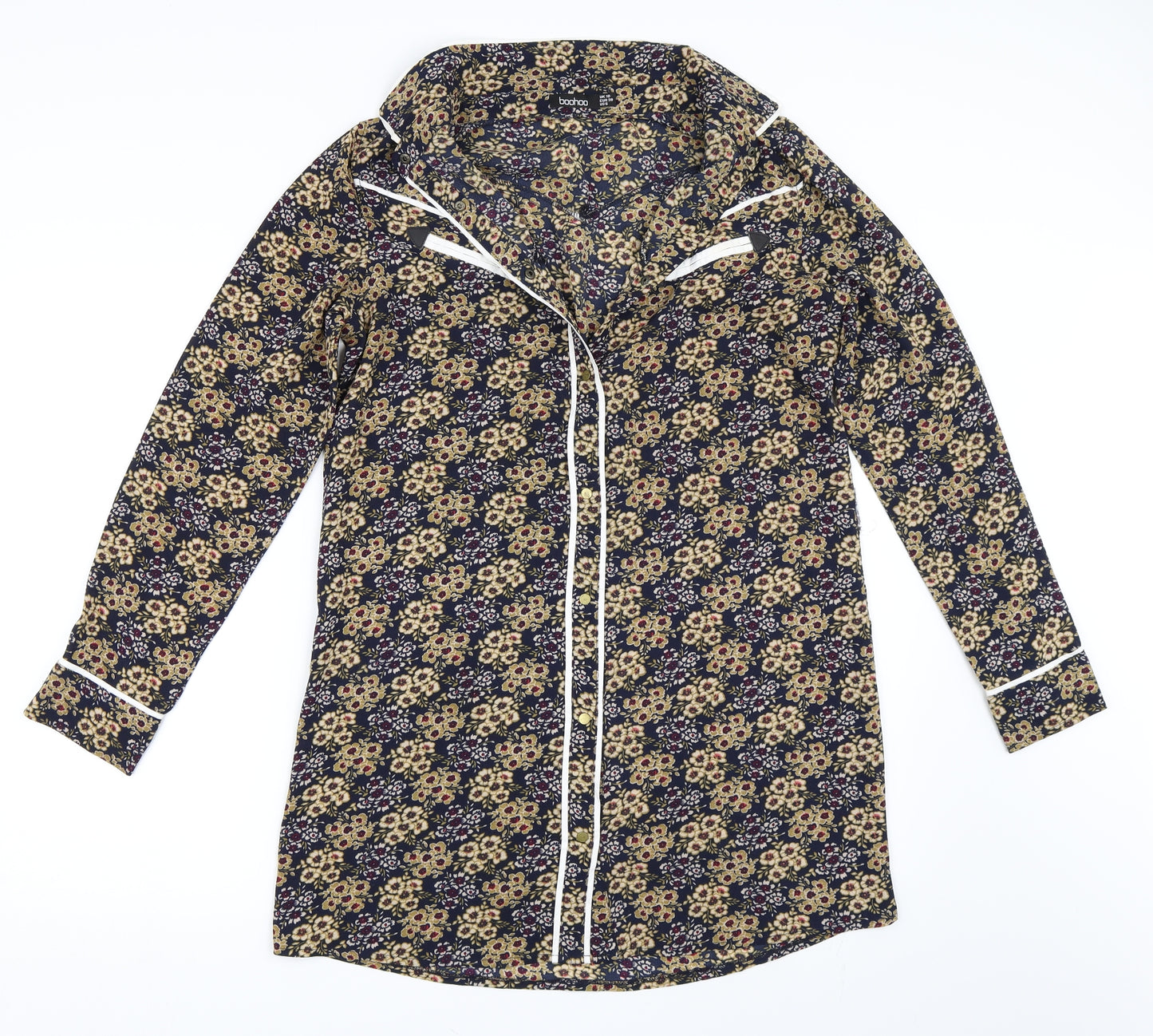 Boohoo Womens Blue Floral  Shirt Dress  Size 10