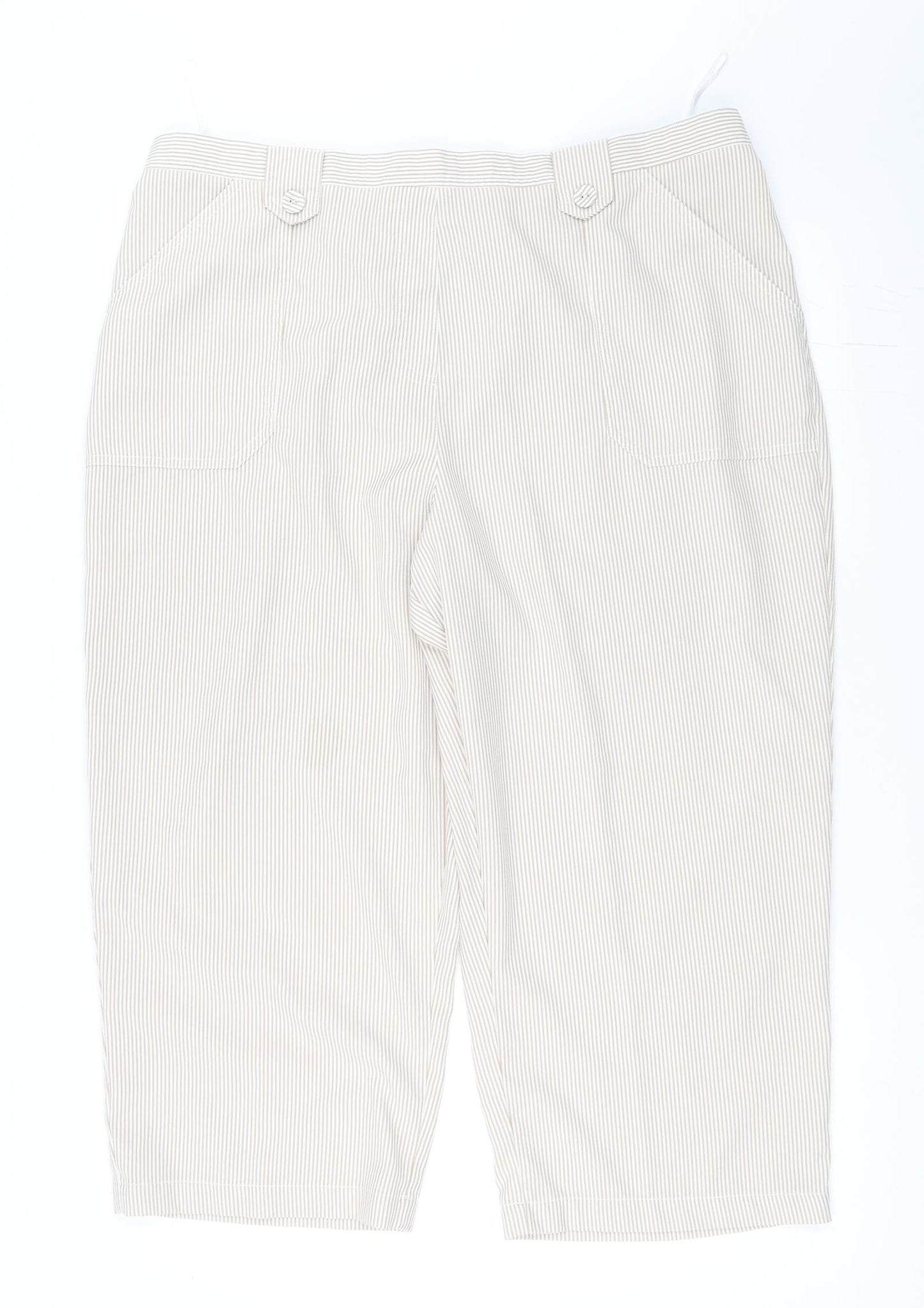 Emeliax Womens Beige Striped  Cropped Trousers Size XL L21 in