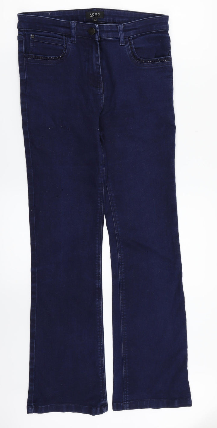 Soon Womens Blue Denim Straight Jeans Size 12 L29 in