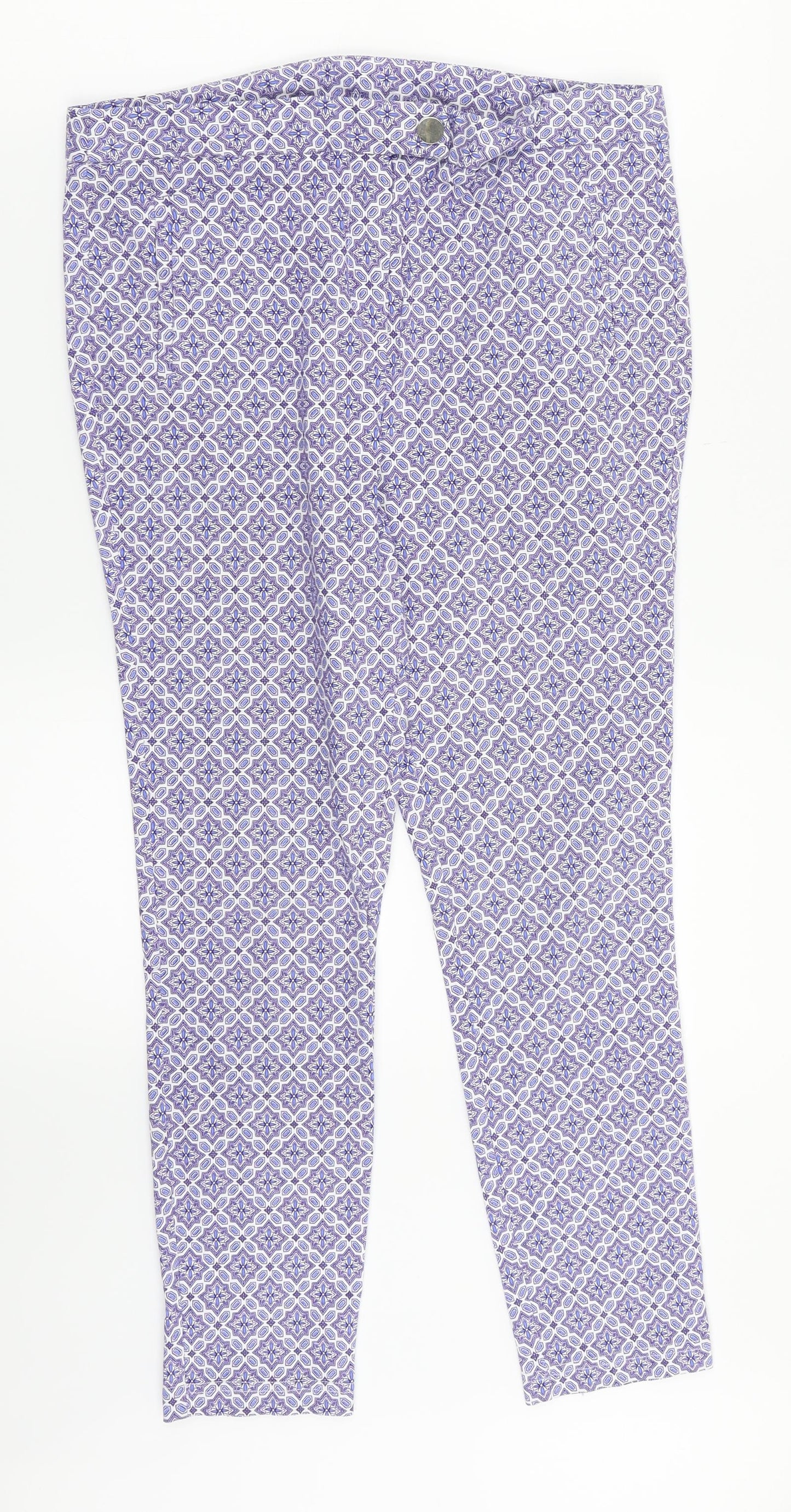 Dorothy Perkins Womens Blue Geometric  Trousers  Size 12 L24 in