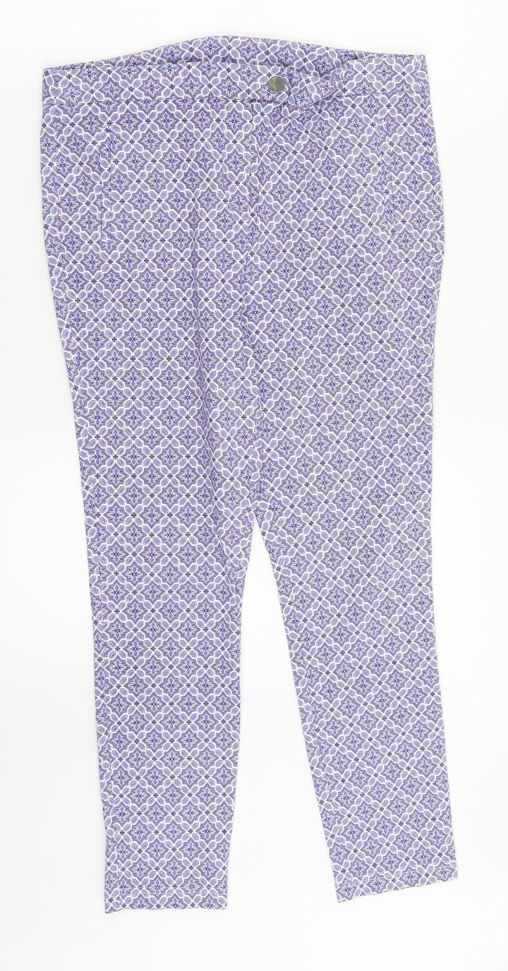 Dorothy Perkins Womens Blue Geometric  Trousers  Size 12 L24 in