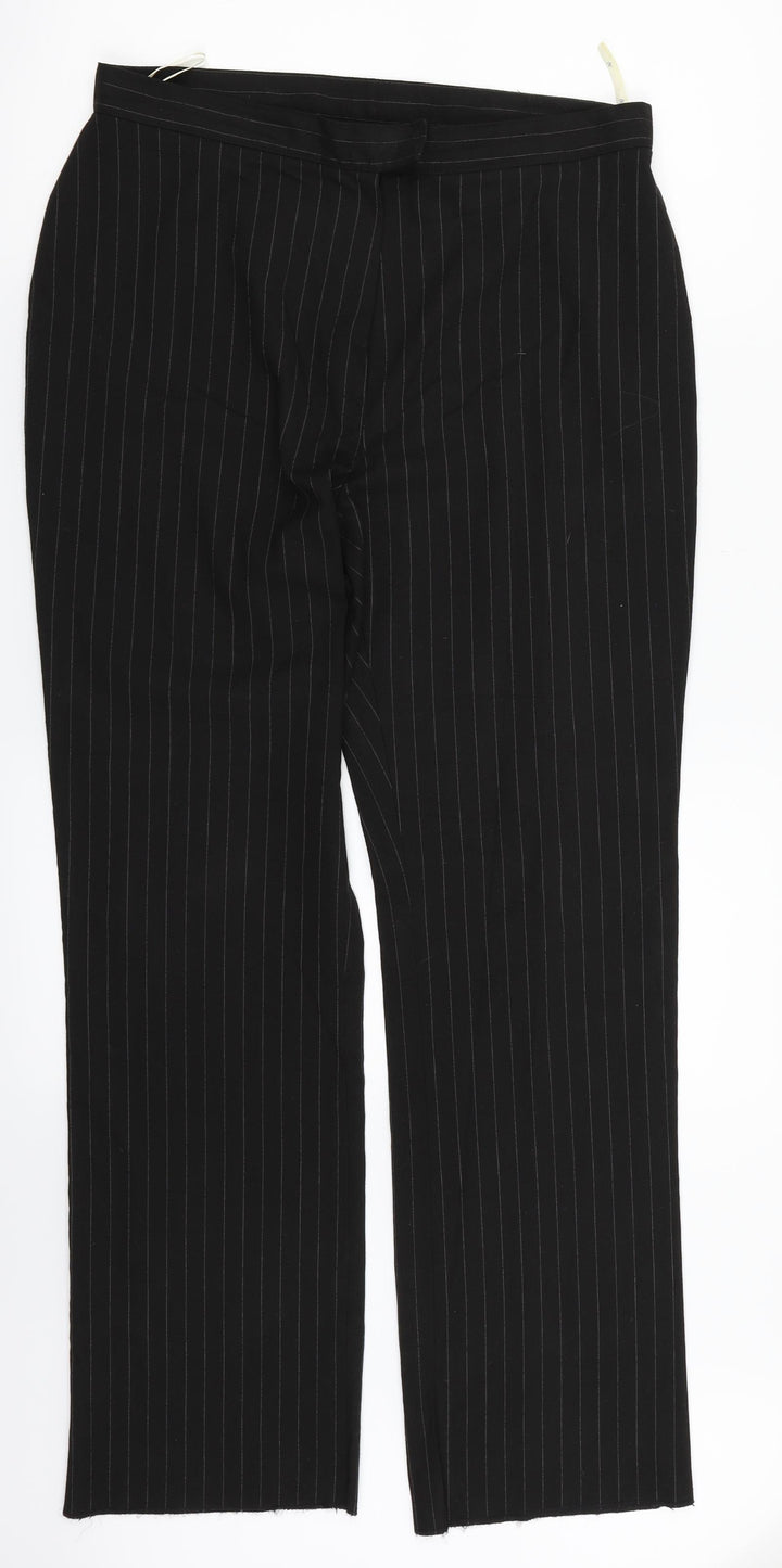 Dorothy Perkins Womens Black Striped  Dress Pants Trousers Size 12 L31 in
