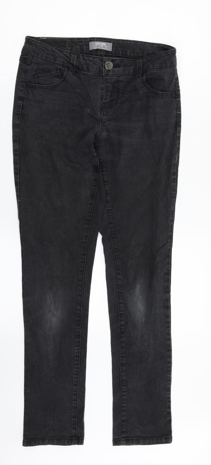 Dorothy Perkins Womens Black Denim Straight Jeans Size 8 L30 in