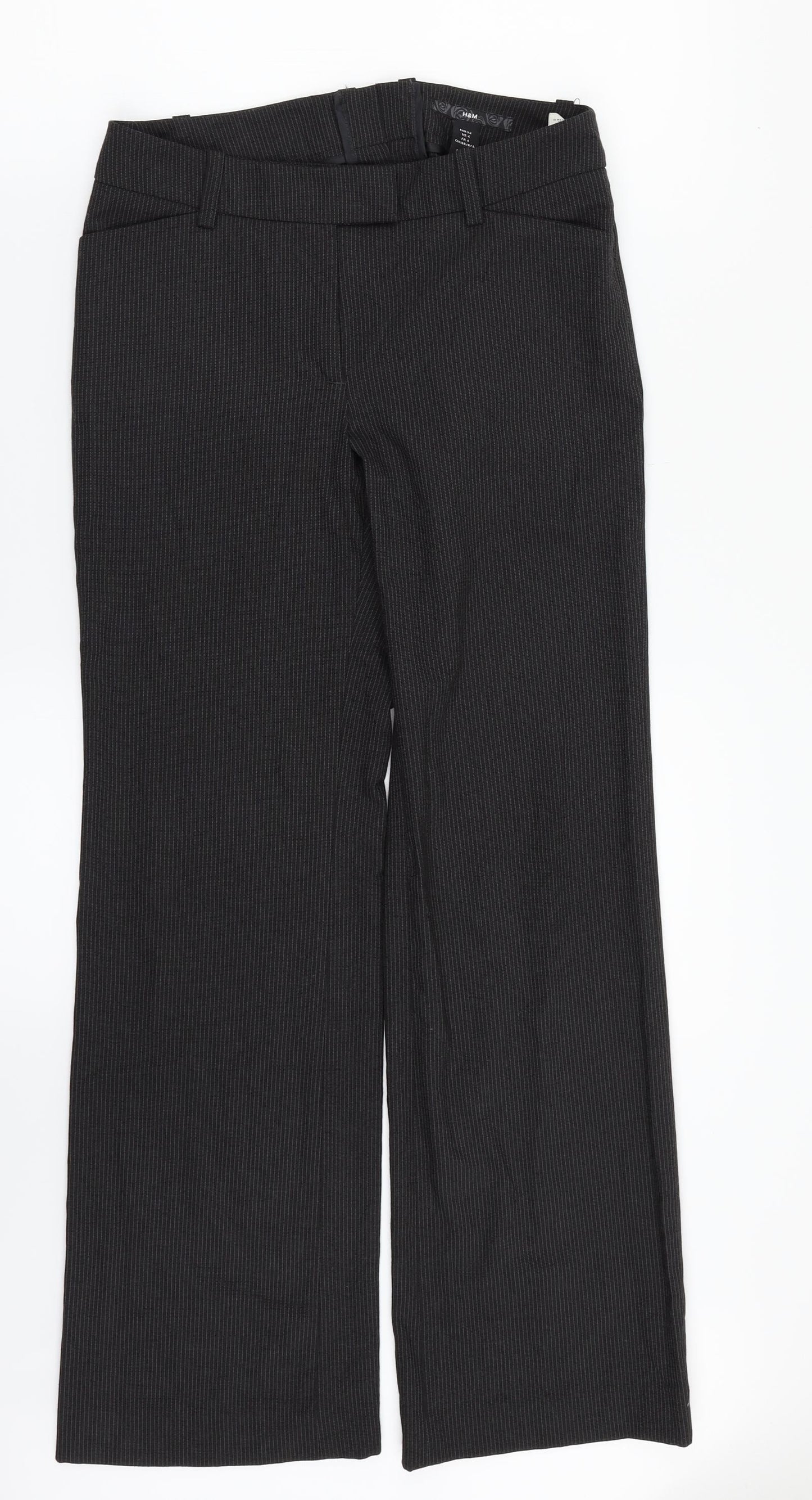 H& Womens Black Striped  Dress Pants Trousers Size 6 L29 in