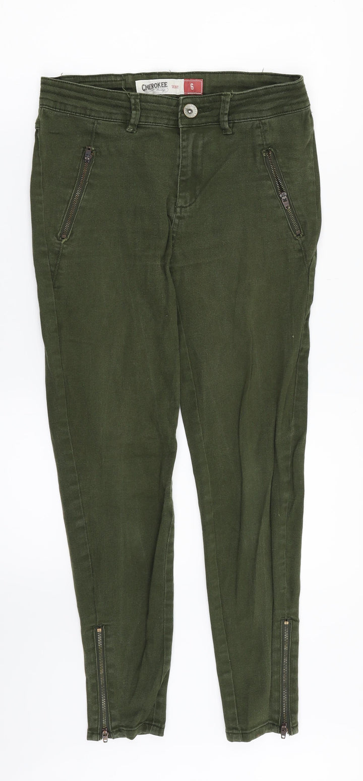 Cherokee Womens Green Denim Straight Jeans Size 6 L26 in