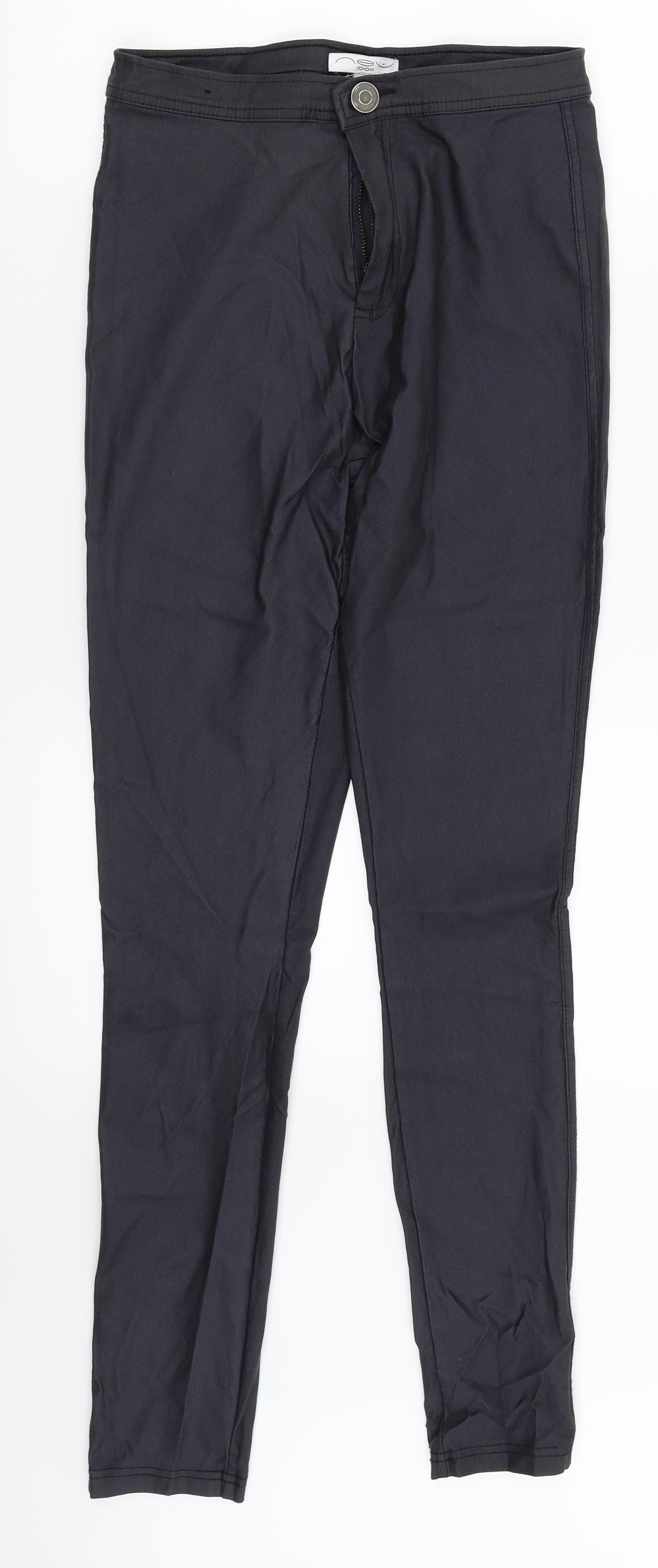 New Look Womens Grey   Trousers  Size 12 L29 in - Leather Effect