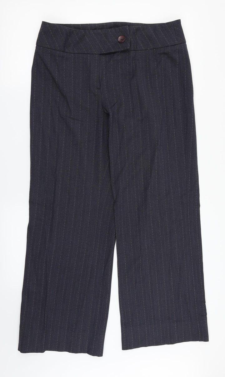Debenhams Womens Grey Striped Dress Pants Trousers Size 14 L30 in