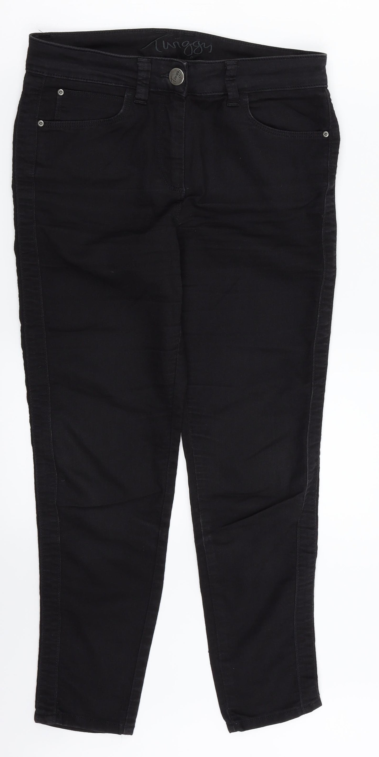 M&S Womens Black  Denim Straight Jeans Size 12 L28 in