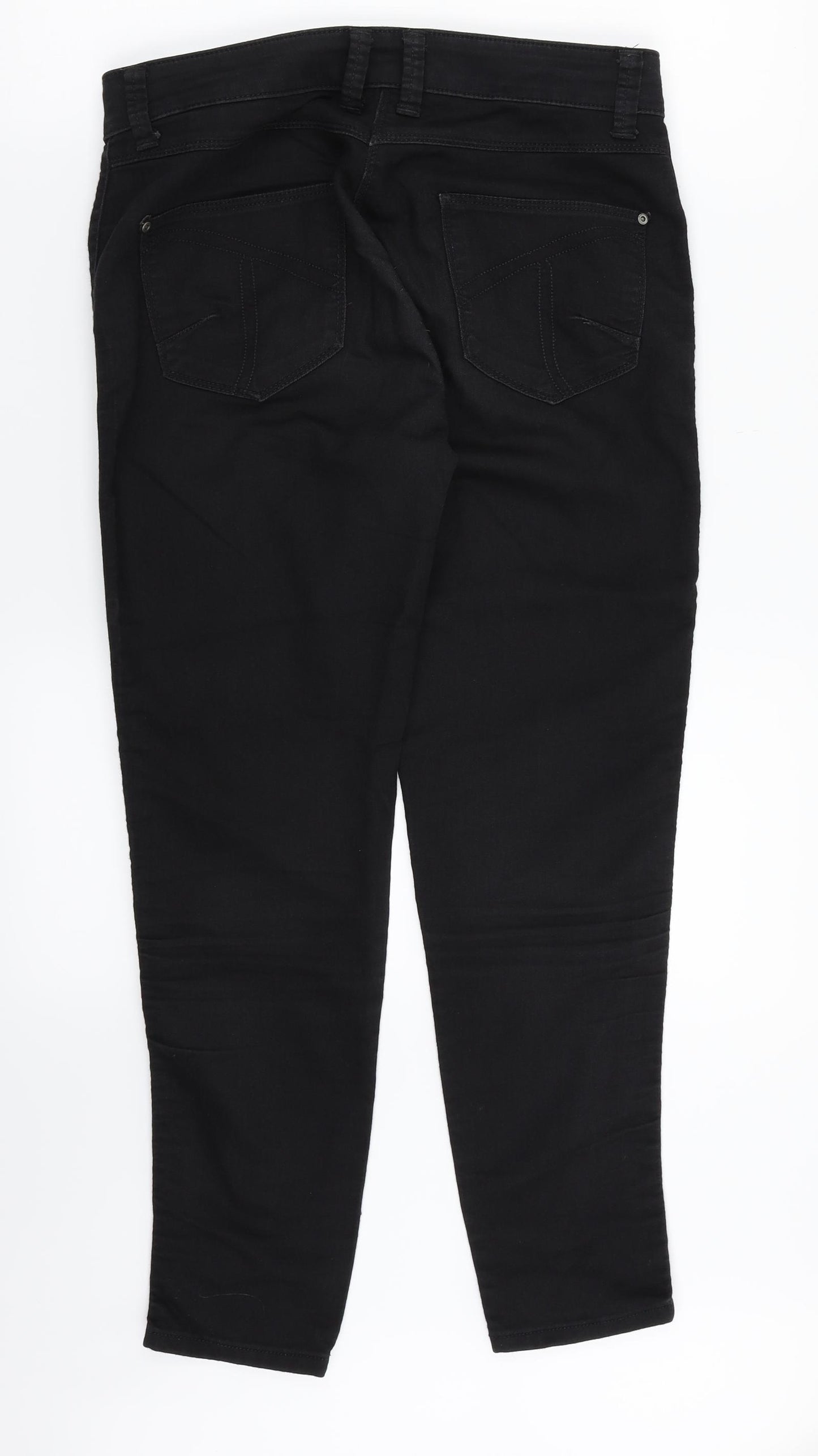 M&S Womens Black  Denim Straight Jeans Size 12 L28 in