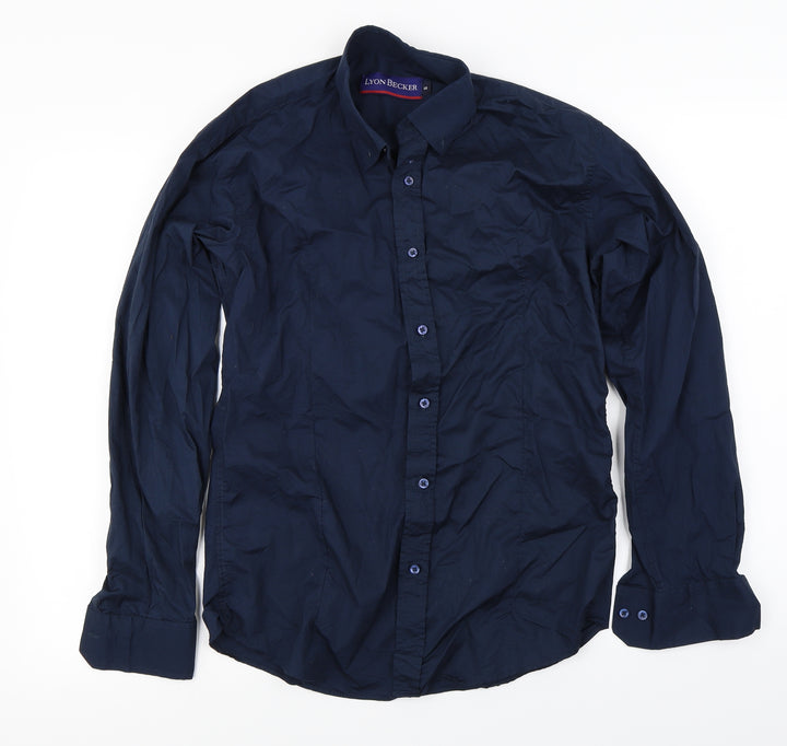 lyon becker Mens Blue Dress Shirt Size S