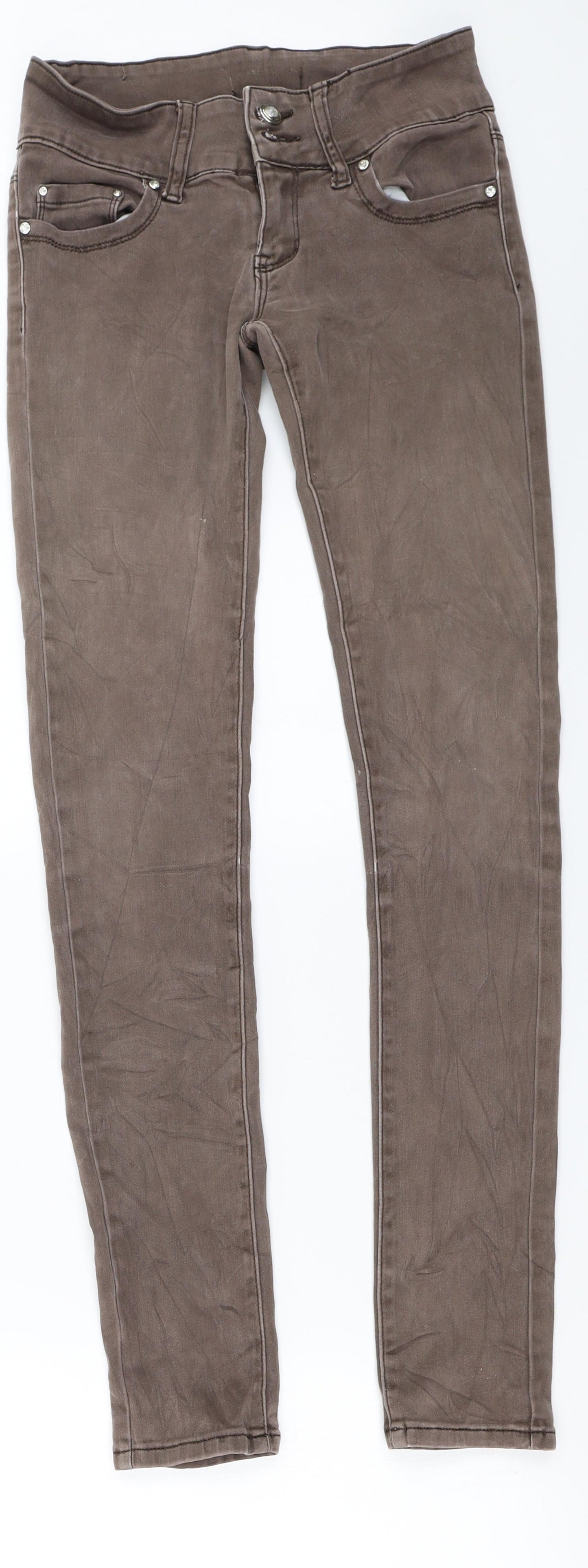Preworn  Womens Brown Houndstooth  Skinny Jeans Size 8 L29 in