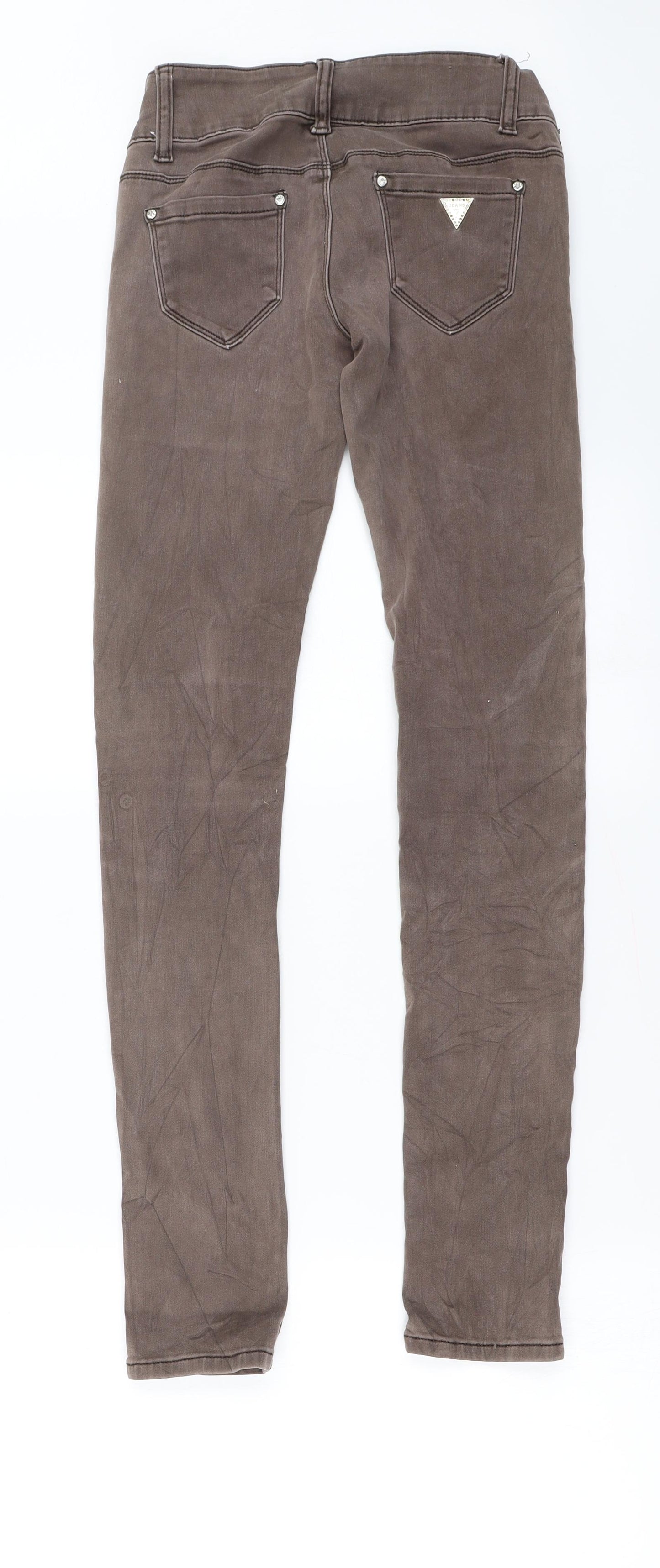 Preworn  Womens Brown Houndstooth  Skinny Jeans Size 8 L29 in