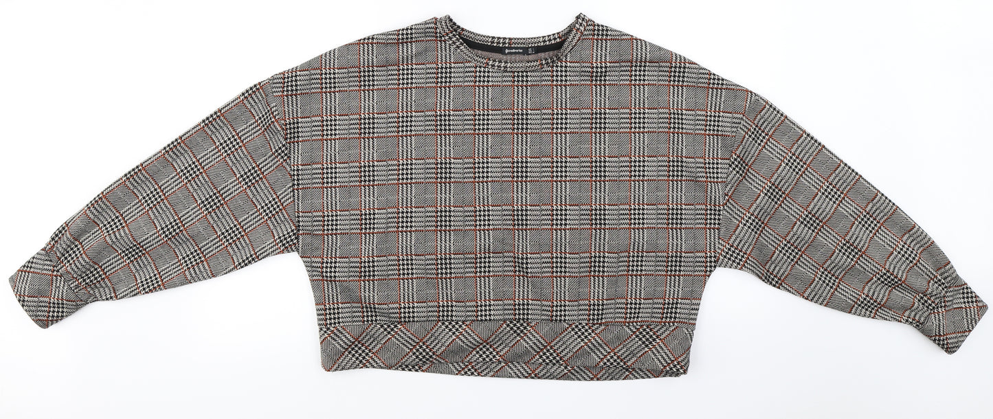 Stradivarius Womens Beige Check  Pullover Jumper Size L