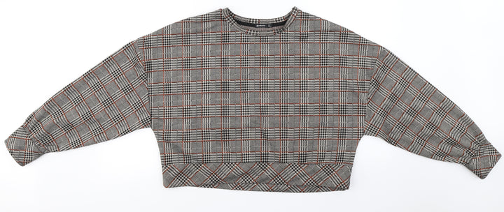 Stradivarius Womens Beige Check Pullover Jumper Size L