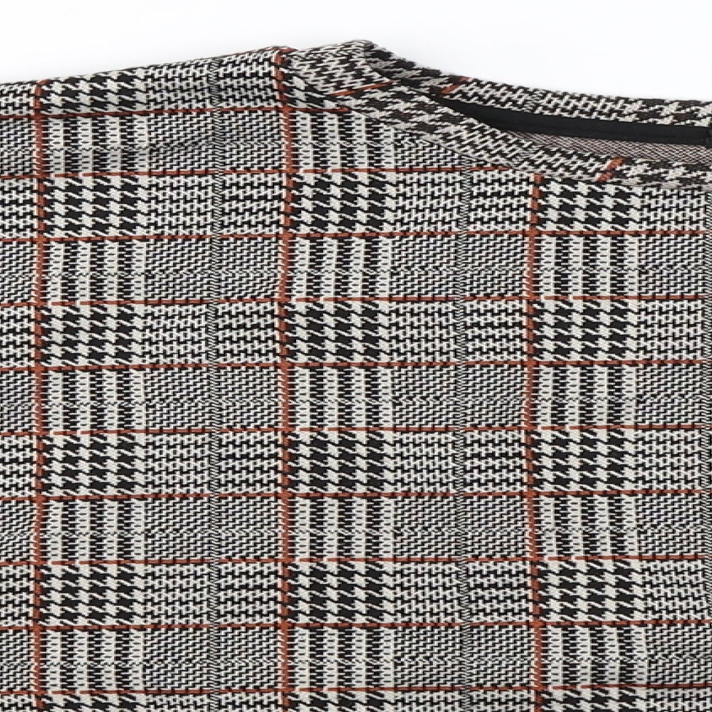 Stradivarius Womens Beige Check  Pullover Jumper Size L