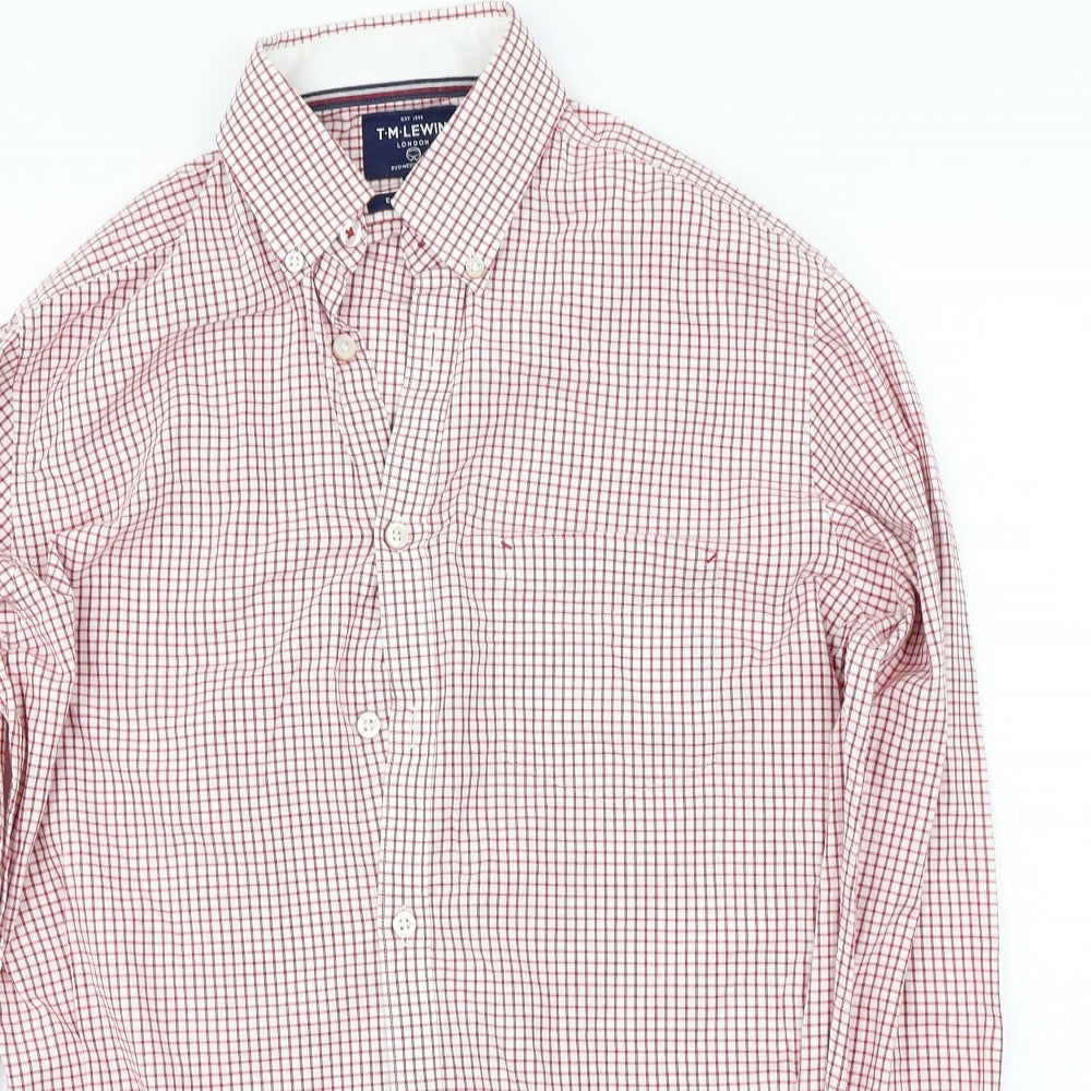 T.M.Lewin  Mens Red Check   Dress Shirt Size S