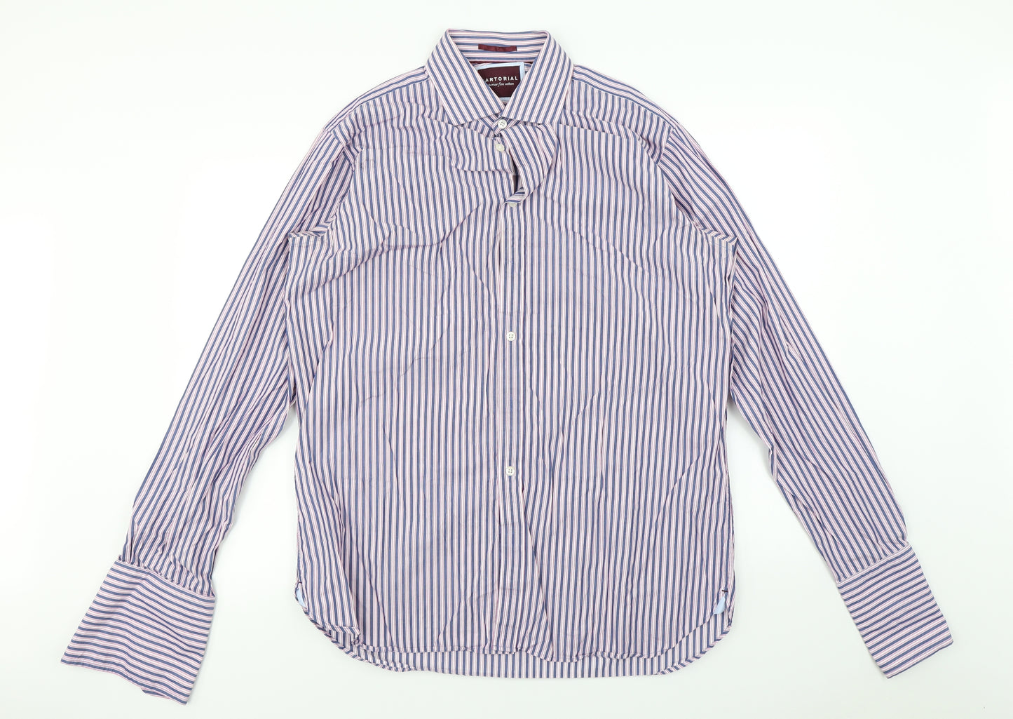Sartorial  Mens Red Striped   Button-Up Size 42