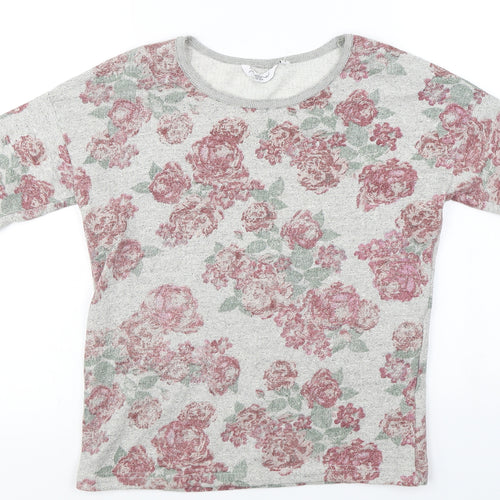 New Look  Womens Grey Floral  Pullover Jumper Size 8