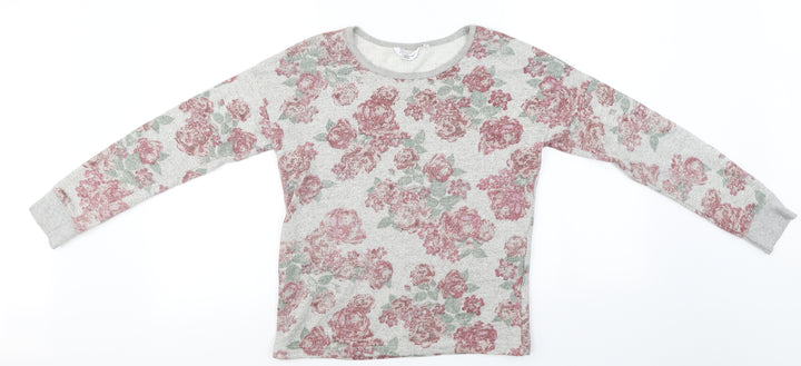 New Look  Womens Grey Floral  Pullover Jumper Size 8
