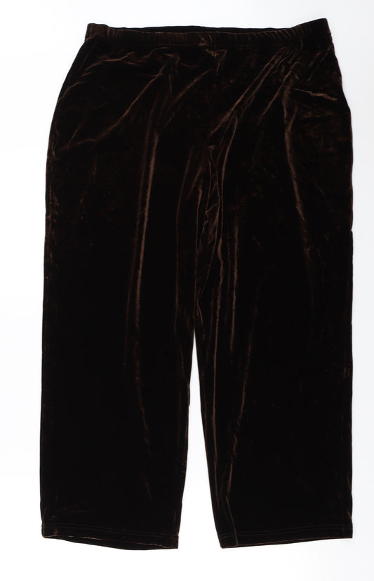 Front view of Joanna Hope women’s brown trousers, size UK 22, 25-inch leg