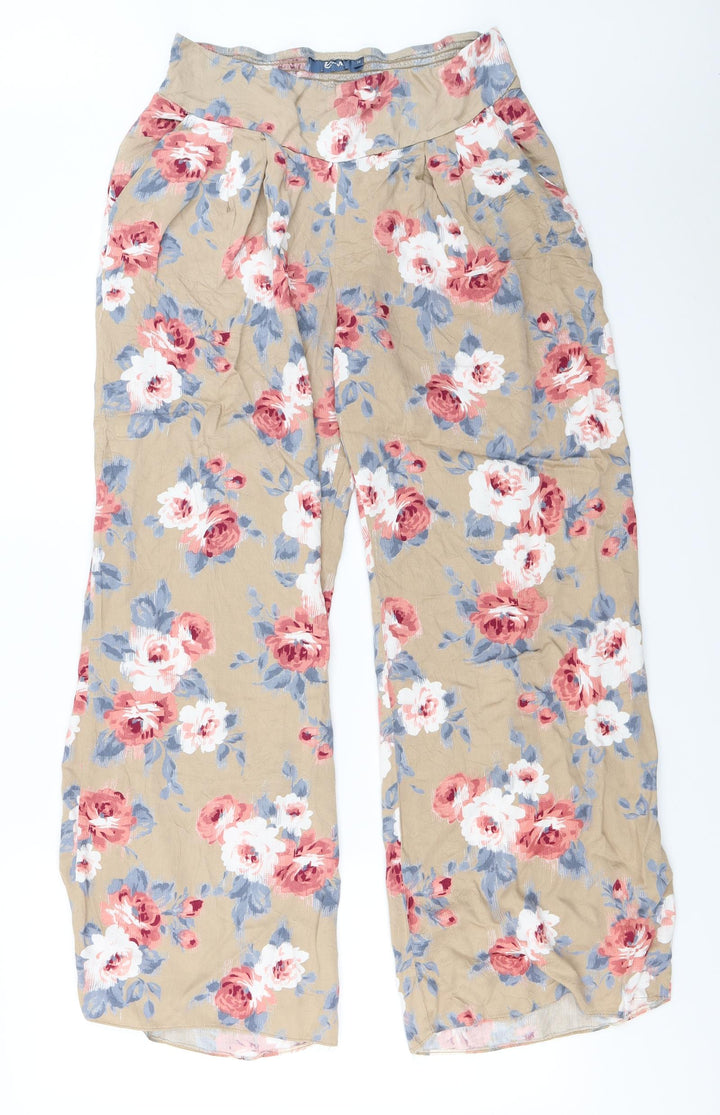 evie Womens Brown Floral Trousers Size 14 L27 in