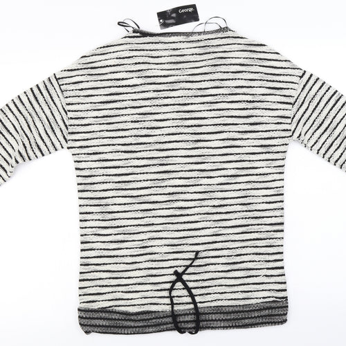George  Womens Ivory Striped  Pullover Jumper Size 8