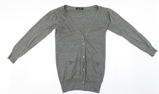 Front view of Select women’s grey cardigan jumper, size UK 14