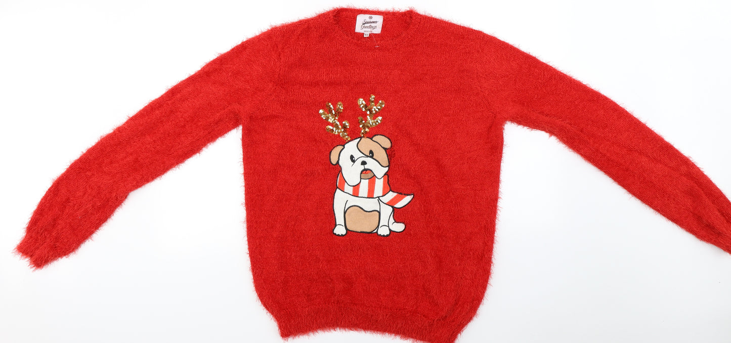 seasons greetings  Womens Red   Pullover Jumper Size 16  - Christmas jumper