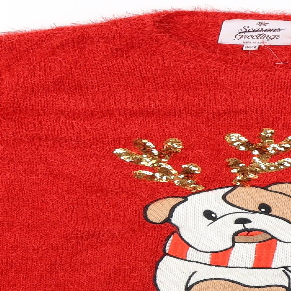 seasons greetings  Womens Red   Pullover Jumper Size 16  - Christmas jumper