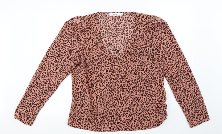 JustFab  Womens Pink Animal Print  Basic Blouse Size XL