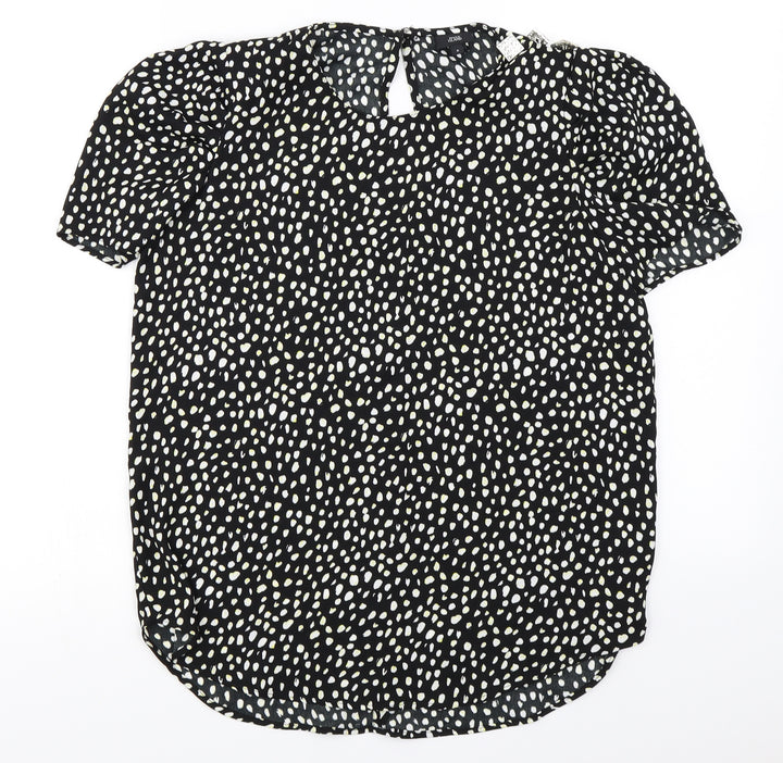 River Island  Womens Black Animal Print  Basic Blouse Size 8
