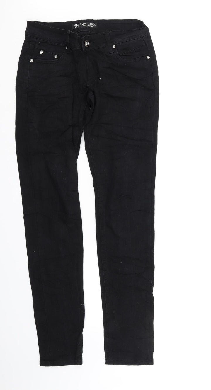 Kess Miss Womens Black   Straight Jeans Size 38 L34 in - dimaonds on front