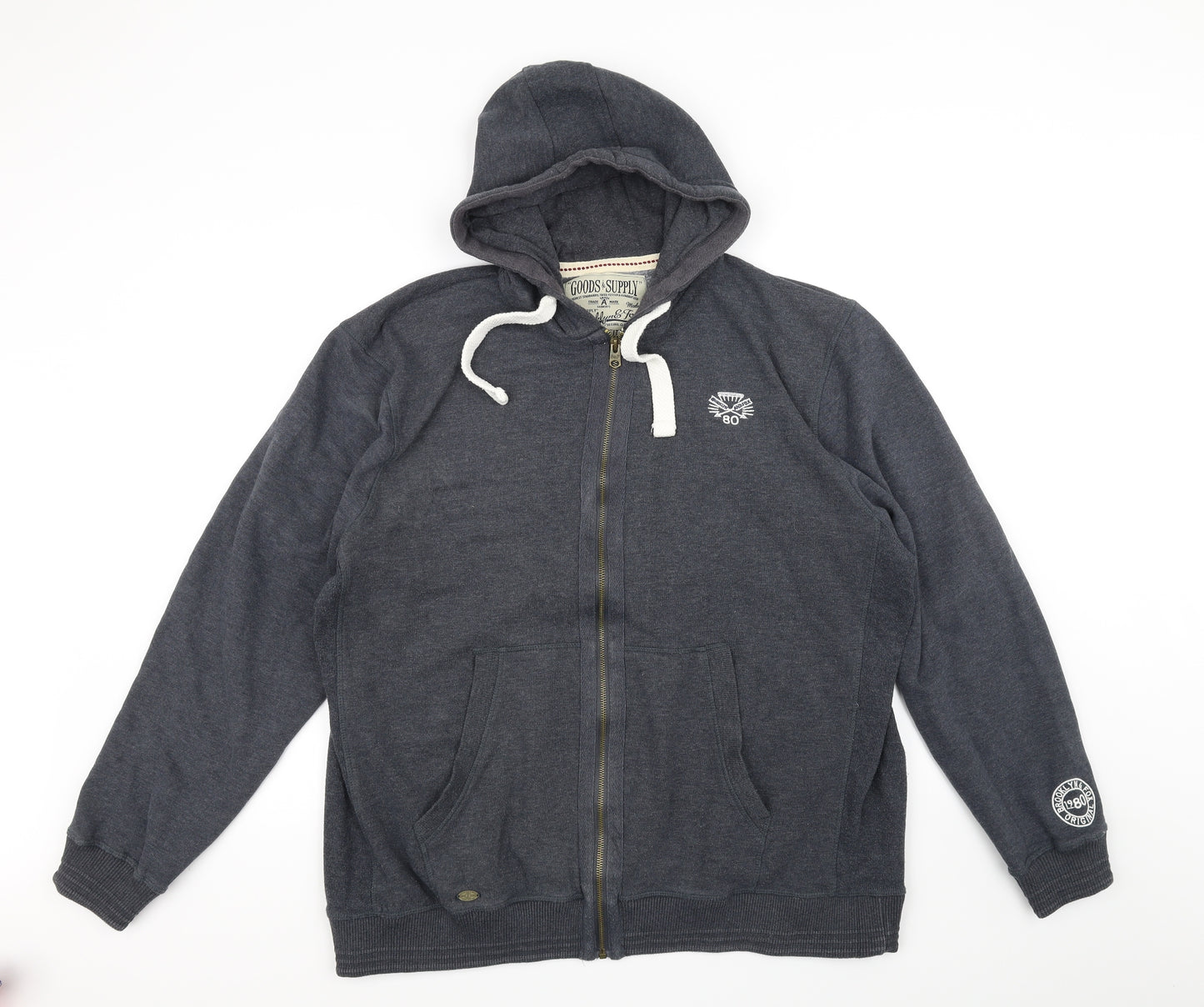 Brooklyn & Fox Mens Grey   Full Zip Hoodie Size 2XL