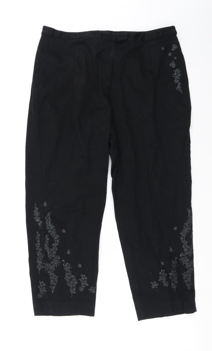 Debenhams Womens Black Floral Trousers Size 16 L21 in