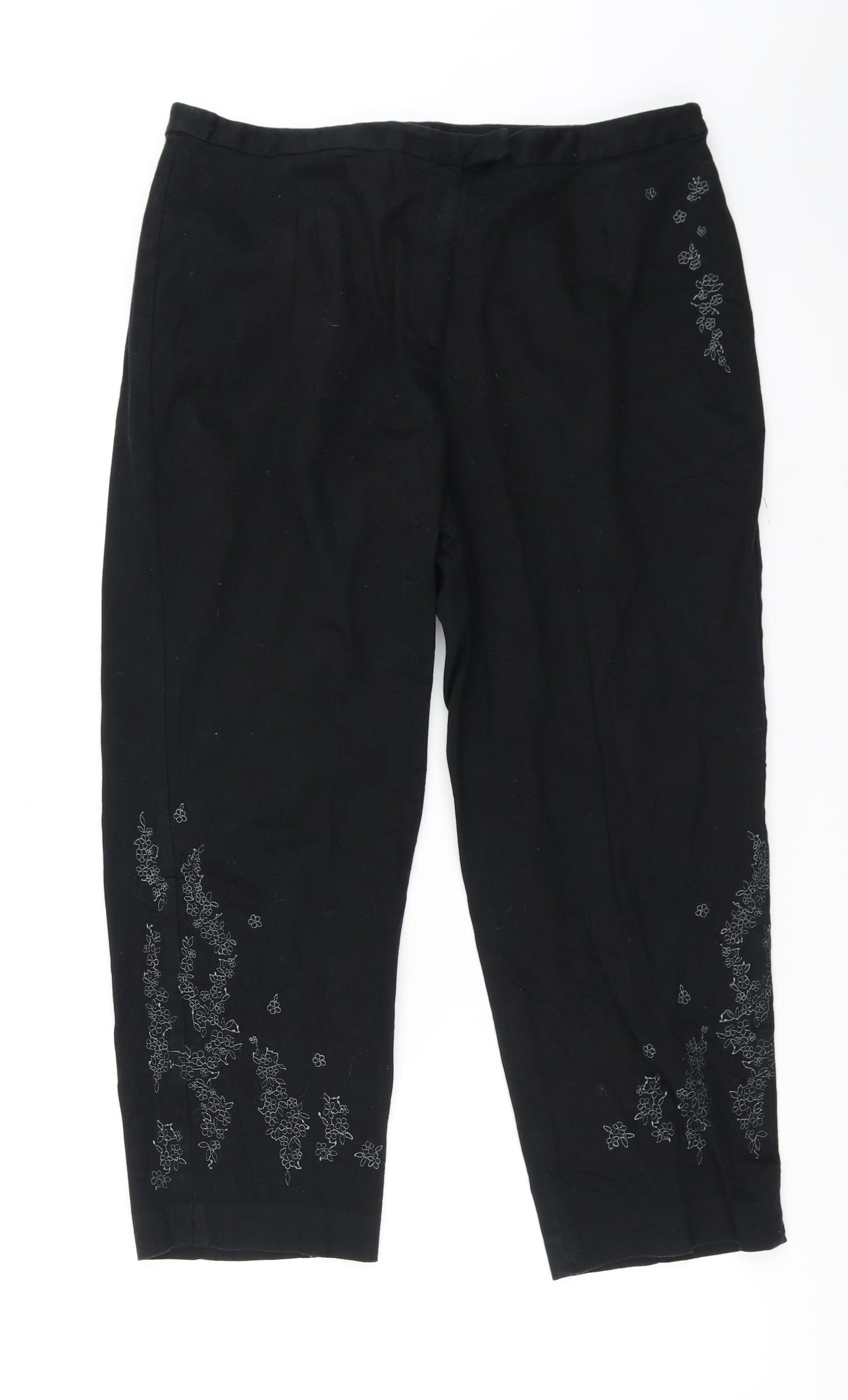 Debenhams  Womens Black Floral  Trousers  Size 16 L21 in