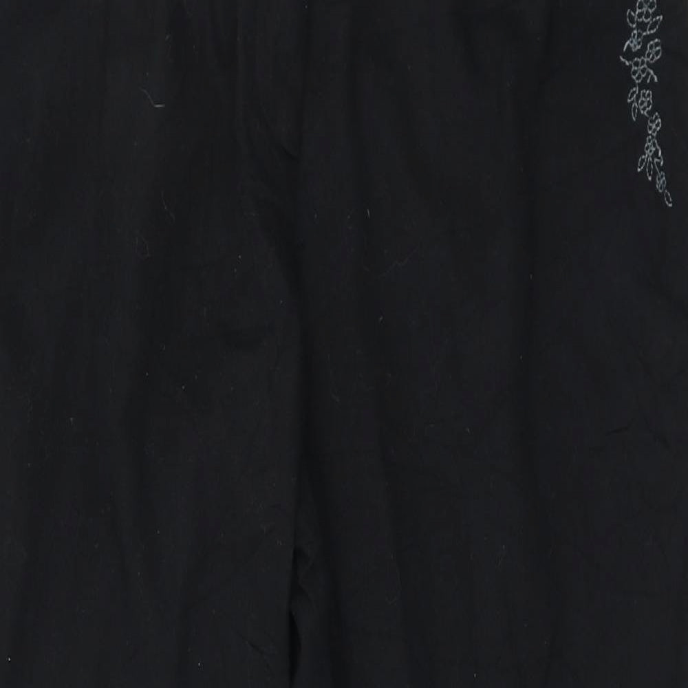 Debenhams  Womens Black Floral  Trousers  Size 16 L21 in