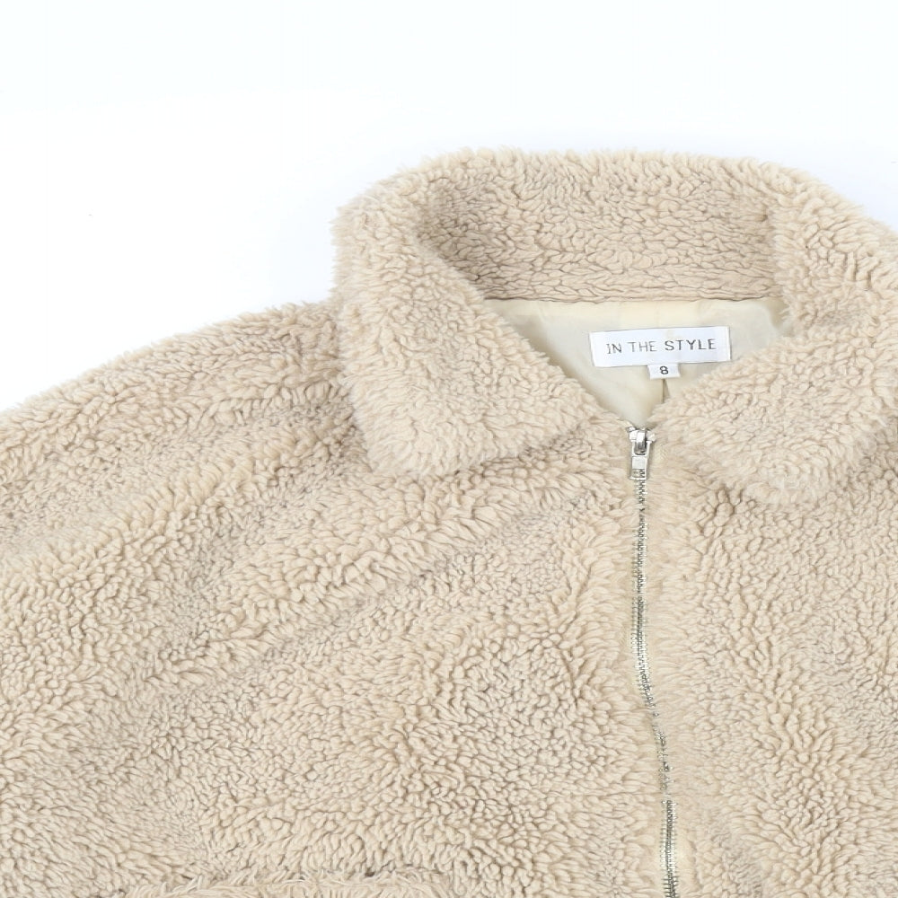 In the Style Womens Beige   Full Zip Jumper Size 8