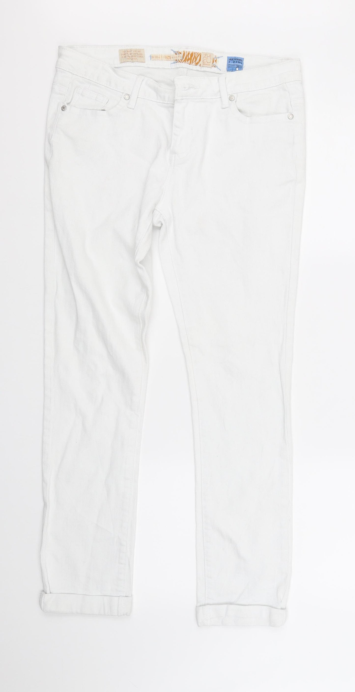 True2u Womens White   Straight Jeans Size 12 L30 in
