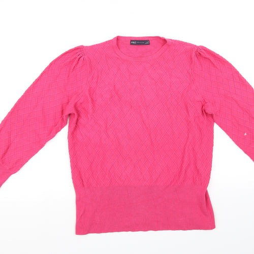 Marks and Spencer Womens Pink   Pullover Jumper Size 14  - washable mark on arm