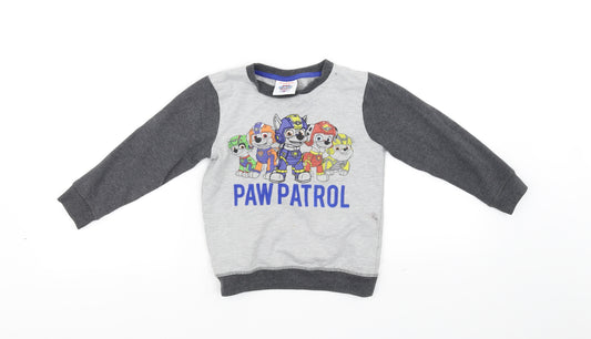 Front view of Nickelodeon boys’ grey jumper, size 3-4, years