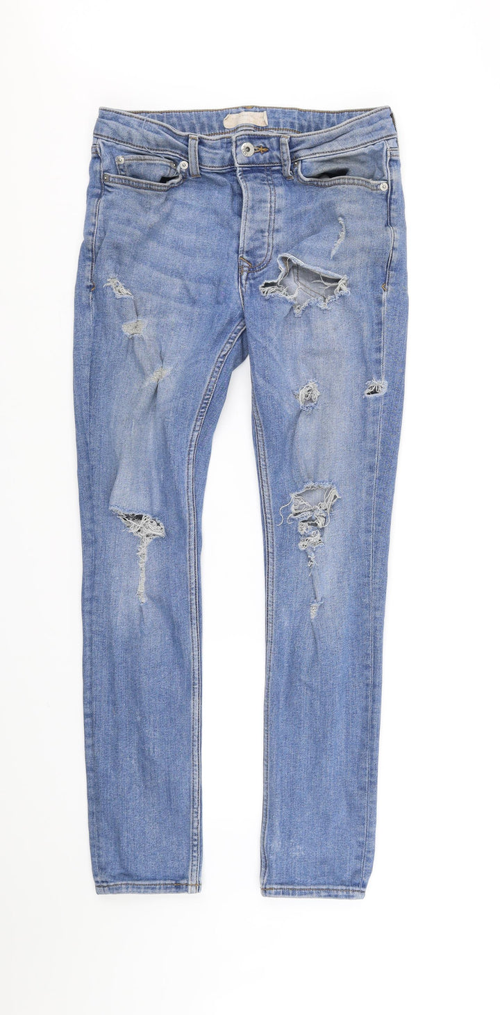Topman Mens Blue Straight Jeans Size M L32 in