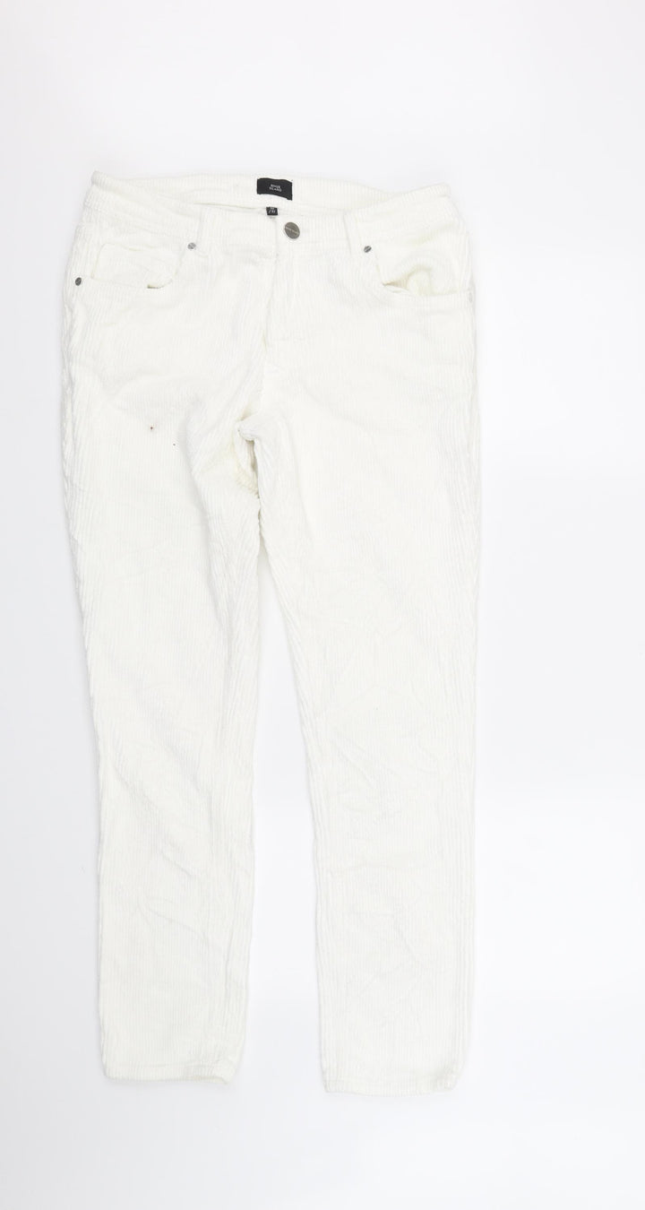 River Island Womens White Straight Jeans Size M L32 in