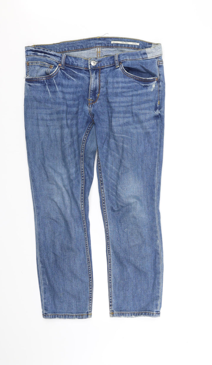 Zara Womens Blue Straight Jeans Size M L25 in