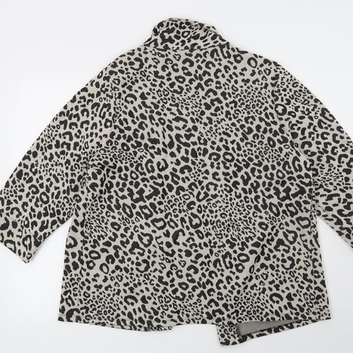 George Womens Beige Animal Print  Jacket Blazer Size 20