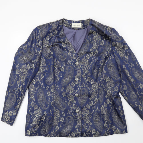 Eastex Womens Blue Floral  Jacket Blazer Size 20